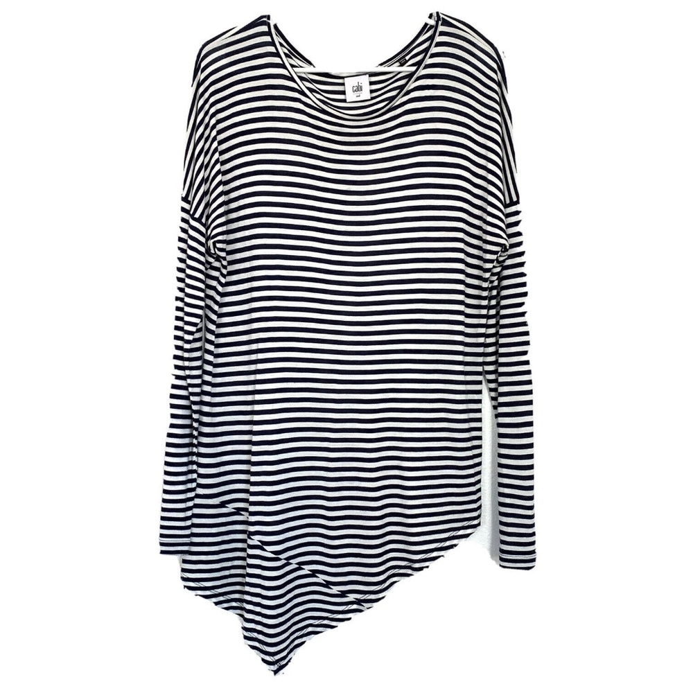 CAbi Blue White Long Sleeve Boat Stripe Tee